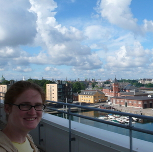 catie enjoying the roof of her building