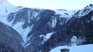 View of the Cormayeur gondola's in flight